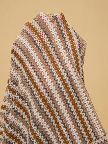 Swim Vcay Women's Summer Vacation Beach Striped Front Button Dropped Shoulder Shirt And Shorts Coverup Set - Multicolor - View 6