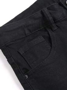 Manfinity Roughcore Men's Casual Distressed Pocket Straight Leg Jeans, Grunge - Black - View 6