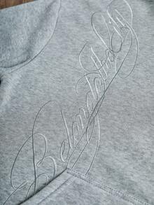 TOKVUE Men's Winter Elastic Solid Color Street Style Gray Sports Suit, Embroidered Details, Men's Sportswear, Men's 2 Pieces Sportswear Set - Light Grey - View 2