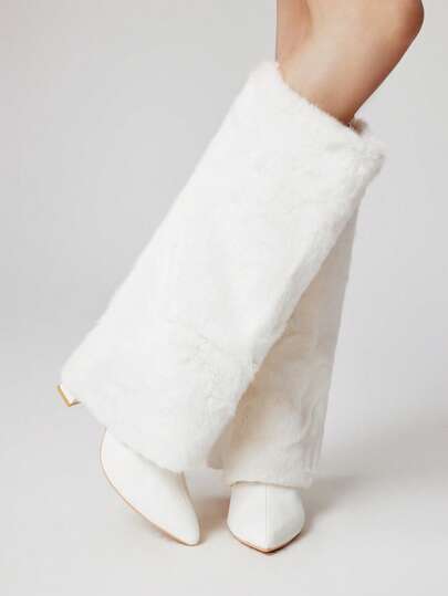 Grunge Punk Women's High Heel Boots, Versatile Elegant Pointed Toe Fashion PU Thick Heel Boots, Autumn/Winter