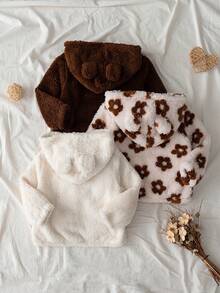 Loomiva Conjunto de 3 piezas de abrigo con capucha de felpa gruesa para bebé niña - Multicolor - Ver 2