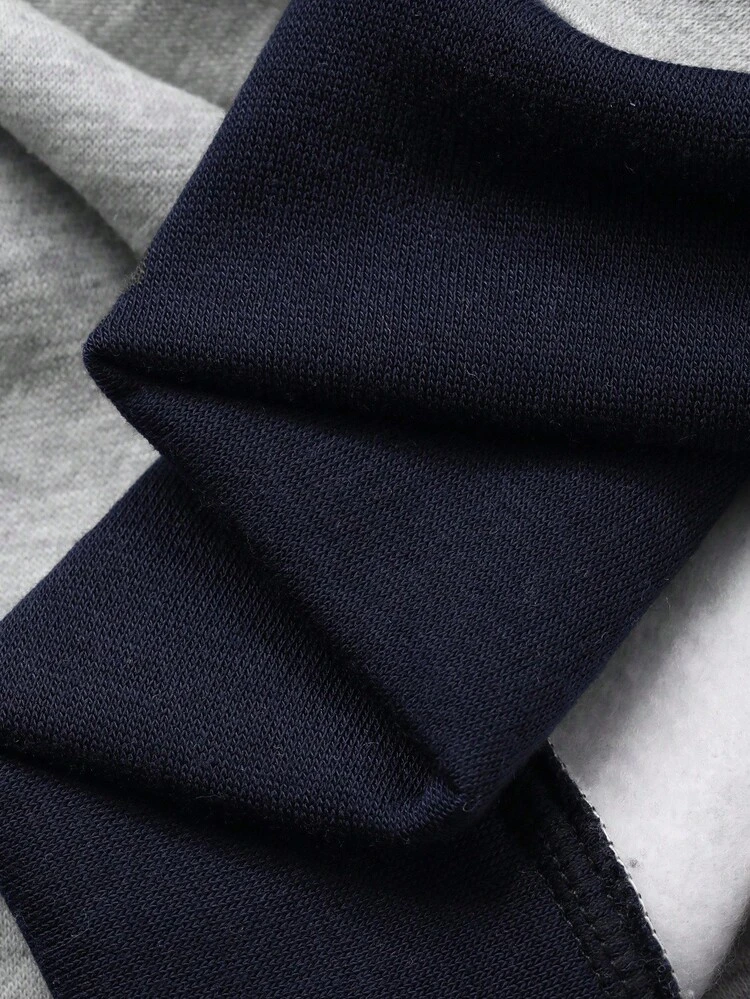 2pcs/Set Tween Girls Knitted Collar Fleece Printed Sweatshirt And Pants Set, Autumn,Winter