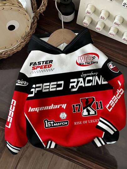 Slaydiva Casual Street Fashion Checkered Number Letter English Print Sweatshirt, Loose Fit Comfortable For Autumn/Winter