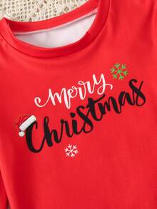 SHEIN Tween Girl Casual Comfortable Cartoon Graphic Crew Neck Pullover Loungewear - Red - View 4