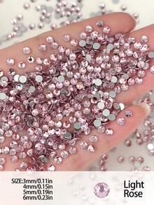 2000 viên đá giả nhựa màu hồng nhạt, kích thước 3-6mm, dạng tròn, dùng làm phụ kiện giày dép, quần áo, mỹ phẩm, túi xách, đồ trang trí - Bột nhẹ - Xem 3