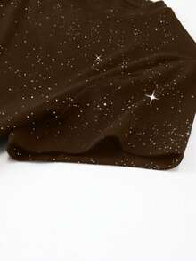 Jouncy 女式闪亮亮片精制修身圆领T恤 - 咖啡棕 - 查看 6