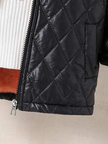 SHEIN Áo khoác trẻ em có mũ trùm đầu có khóa kéo lót lông dày dặn cho bé gái Áo khoác trẻ em Áo khoác trẻ em Áo khoác trẻ em Áo khoác mùa đông cho bé gái Áo khoác trẻ em màu đen - màu đen - Xem 4