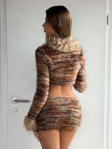 EgrlEra 女士性感毛茸茸拼布套装 - 彩色 - 查看 2