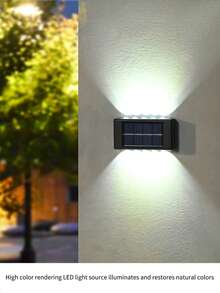 1PC/2PCS Solar Powered Wall Light With 8/10LED, Royal Castle Design, For Villa Outdoor Landscape, Waterproof Ambience Wall Decoration For Terrace And Patio, Up & Down Lighting Garden Decor - Multicolor - Ver 3
