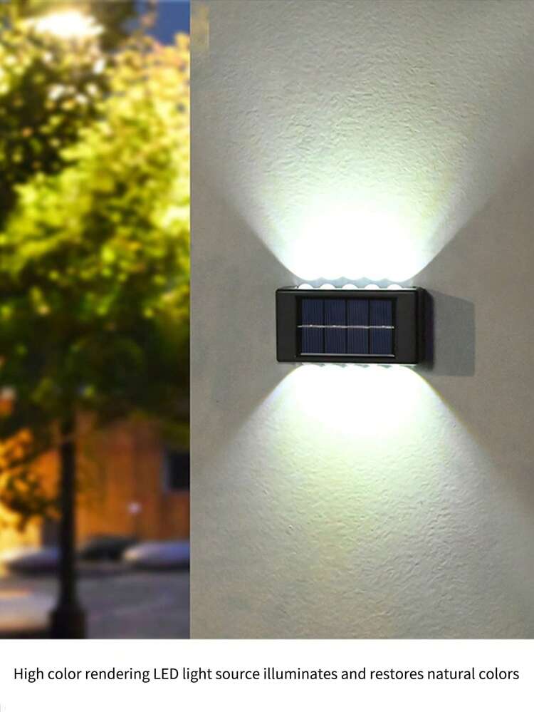 1PC/2PCS Solar Powered Wall Light With 8/10LED, Royal Castle Design, For Villa Outdoor Landscape, Waterproof Ambience Wall Decoration For Terrace And Patio, Up & Down Lighting Garden Decor - Multicolor - View 2