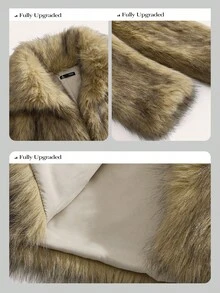 Anewsta 秋冬新款百搭芥末黄宽松翻领长袖毛茸茸外套