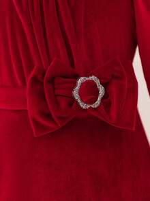 Glamorique Kids Christmas Baby Girl Fur Trim Princess Dress, Suitable For Formal Occasions - Red - View 5