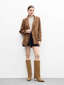 CUCCOO BIZCHIC ​​Taupe Matte Pointed Boots | Metallic Slim Heel | Stretch Shaft Snug Fit | Minimalist Women's Boots | 2 Pairs, Premium Faux Leather​​ - Camel - View 3