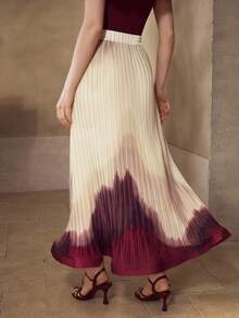 MOTF PREMIUM FLOWY COLORBLOCK PLEATED MERMAID SKIRT - Apricot - View 4