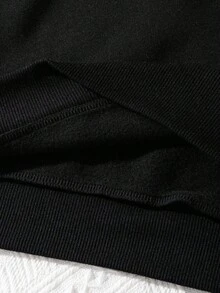 EMERY ROSE Übergröße Damen Weihnachtsmütze Believe Letter Hot Strass Grafik Sweatshirt Rundhalsausschnitt