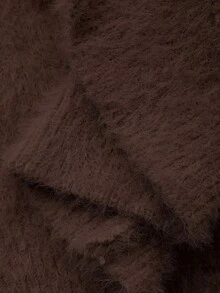 Livesso Women's Coffee Color V-Neck Lantern Sleeve Long Knitted Sweater Dress, Autumn - Coffee Brown - View 6