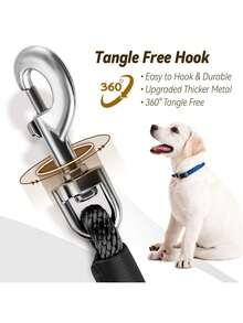Lynxking 1pc Long Dog Leash 10FT/15FT/30FT/50FT, Heavy Duty Dog Lead For Large Medium Small Dogs Outside Walking, Playing, Camping, Or Yard - 黑色 - 查看 4