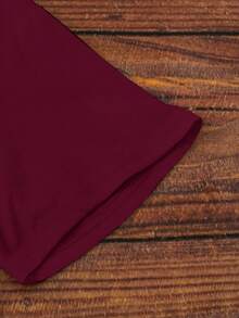 Áo thun tay ngắn dệt kim ôm vừa vặn thời trang giản dị dành cho nữ - Đỏ - Xem 3