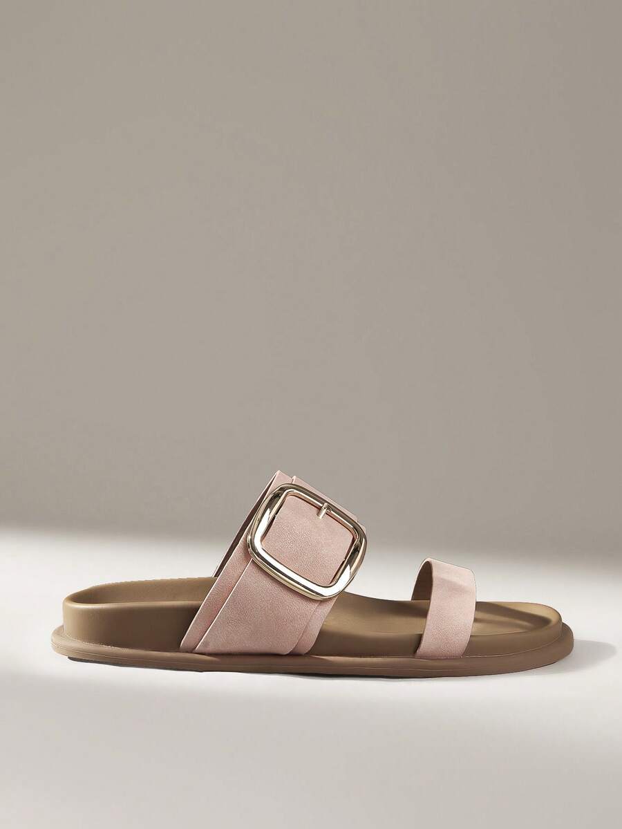 Solecia 女士编织材质金属扣平底勃肯凉鞋 - 淺粉色 - 查看 1