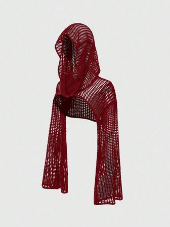 Grunge Punk Sudadera con capucha corta de unicolor con diseño hueco, estilo Y2K apocalíptico