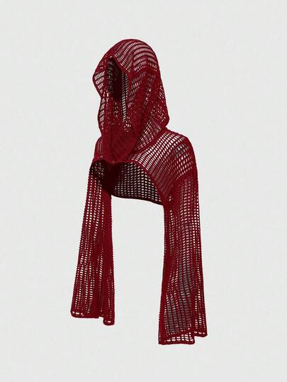 Grunge Punk sweat-shirt à capuche court évidé de couleur unie style Y2K apocalyptique