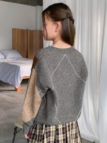 DAZY 女童 V 领套头衫，秋季