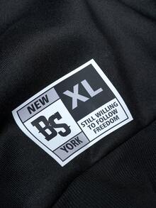 Manfinity EMRG Men's Letter Print Long Sleeve Sweatshirt And Drawstring Waist Sweatpants Casual Suit, Autumn - Black - View 8