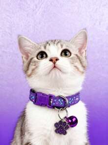 PETSIN 1条宠物骨头图案项圈；猫项圈；狗项圈；可调节颈围宠物吊坠项圈；宠物配件；宠物用品 - 彩色 - 查看 16