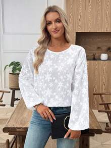 EMERY ROSE Camisa con botones y estampado de silueta para mujer, otoño - Blanco - Ver 6