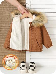 SHEIN Baby/Baby Jungen/Mädchen Herbst & Winter Kleidung, Mäntel, Oberteile, Fleece, Verstärkt, Kapuzenparka Jacke, Langarm Oberteile, Gefütterte Jacke, Wintermantel, Gesteppter Mantel, Warm & Weich, Bequem, Vielseitig, Lässig, Alltag, Geeignet für Innen, Außen, Skifahren, Sport, Spiel, Party, Fotoshooting, Festival, Halloween, Weihnachten, Neujahr