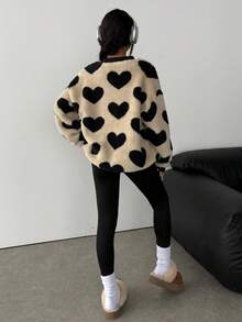 SHEIN 少女休闲针织毛绒卫衣和修身裤套装 - 彩色 - 查看 4