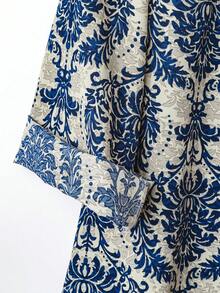 Rusticease 大码女式复古度假休闲开衫衬衫裙，带纽扣，弧形下摆，短款，长袖，适合初秋