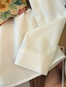 GlowEve 女士优雅提花花卉金属链吊带背心上衣和背心两件套，秋冬 - 白色 - 查看 5