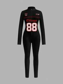Slaydiva Casual Long Sleeve Front Zipper Jumpsuit, Suitable For Autumn/Winter - Multicolor - View 7