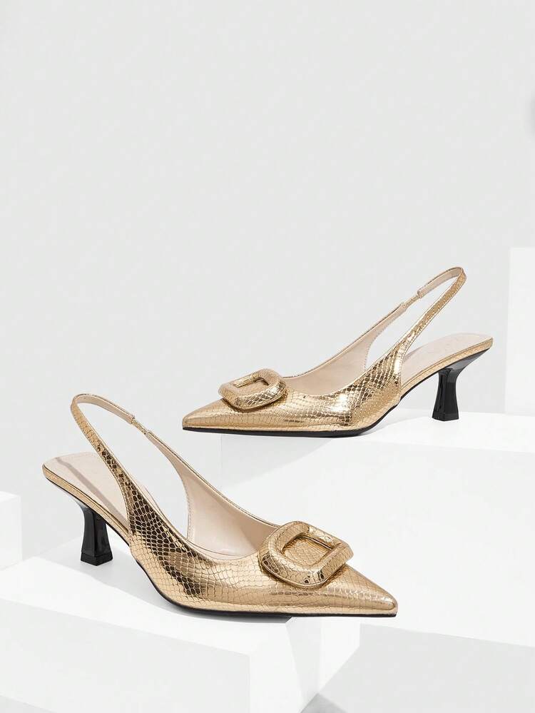 CUCCOO SZL Women's Pointed Toe Slip-On Stiletto Heel Backless Ankle Strap Sandals, Minimalist & Fashionable High Heels