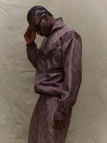 Musero 超大号漏斗领拼接格纹夹克 秋冬春夏 - 彩色 - 查看 3