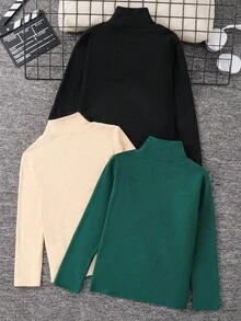 SHEIN 3 piezas Ropa de niño preadolescente Camisetas de forro polar gruesas y versátiles, aptas para ir y venir, la escuela, uso casual, viajes, deportes, otoño/invierno, Navidad - Multicolor - Ver 2