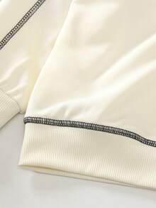 SHEIN Genkimix Kids قميص ثقيل بنفرة طويل الأكمام كاجوال للأولاد، قطعتان، قابل للتنسيق مع العائلة، من البوليستر، قابل للغسل في الغسالة، مناسب للسفر والعودة للمدرسة والأنشطة الخارجية، طقم عملي من قطعتين