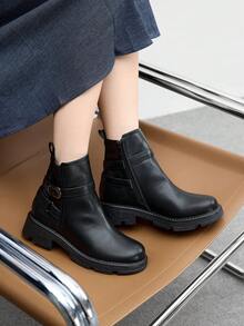 CUCCOO BIZCHIC 女士时尚百搭休闲粗跟踝靴 - 黑色 - 查看 8