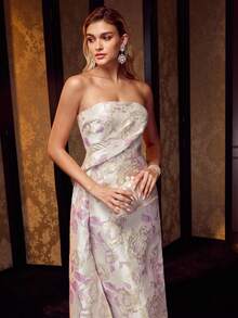 MOTF Soiréza WOMEN'S JACQUARD ASYMMETRICAL HEM TUBE DRESS - Multicolor - View 3