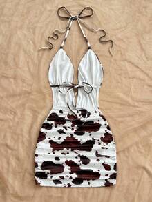 Soleia Váy ngắn hở lưng buộc dây cổ chữ V sâu gợi cảm dành cho nữ, dáng ôm sát, thích hợp cho tiệc tùng, hẹn hò, trà chiều, kỳ nghỉ hè trên bãi biển gợi cảm và thời trang - Nhiều màu - Xem 2