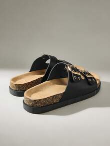 Solecia 女士时尚百搭休闲平底凉鞋 - 黑色 - 查看 3