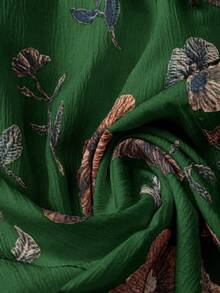 Linhara Large-Sized Elegant Summer Vacation Shirt - Army Green - View 5