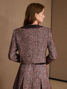 MOTF PREMIUM TWEED CONTRAST TRIM SHORT COAT, AUTUMN/WINTER