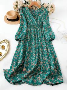 EMERY ROSE Đầm Maxi Cổ Chữ V Tay Dài Thanh Lịch Cho Nữ Cỡ Lớn, Trang Phục Xuân/Thu Cho Nữ - màu xanh lá - Xem 1