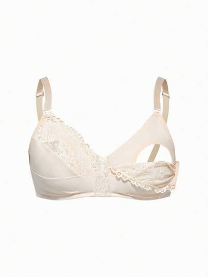 BloomMama حمالة صدر للرضاعة للحوامل بحجم كبير من قماش الدانتيل اللون الأحادي