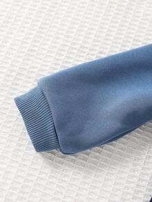 Cozy Pixies 2件套男婴字母印花圆领长袖连帽衫和松紧腰慢跑裤套装 - 藍色 - 查看 3