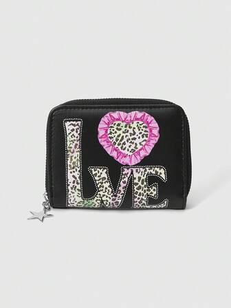 Goth 1 pezzo Portamonete compatto stile gotico con stampa leopardata