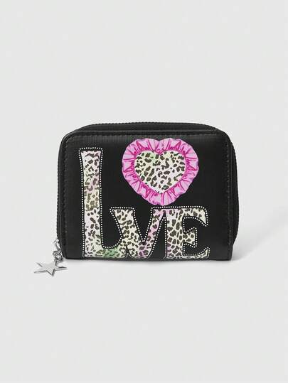 Goth 1 pieza Monedero compacto con estampado de leopardo en estilo gótico