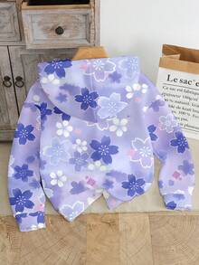 女童休闲时尚创意卡通杯子和芭蕾女孩爱心图案印花连帽卫衣，百搭秋冬 - 彩色 - 查看 2